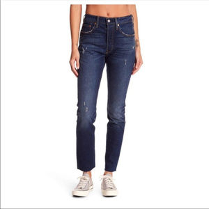 NWT Levi's 501 Skinny Stretch  Highwaisted raw hem